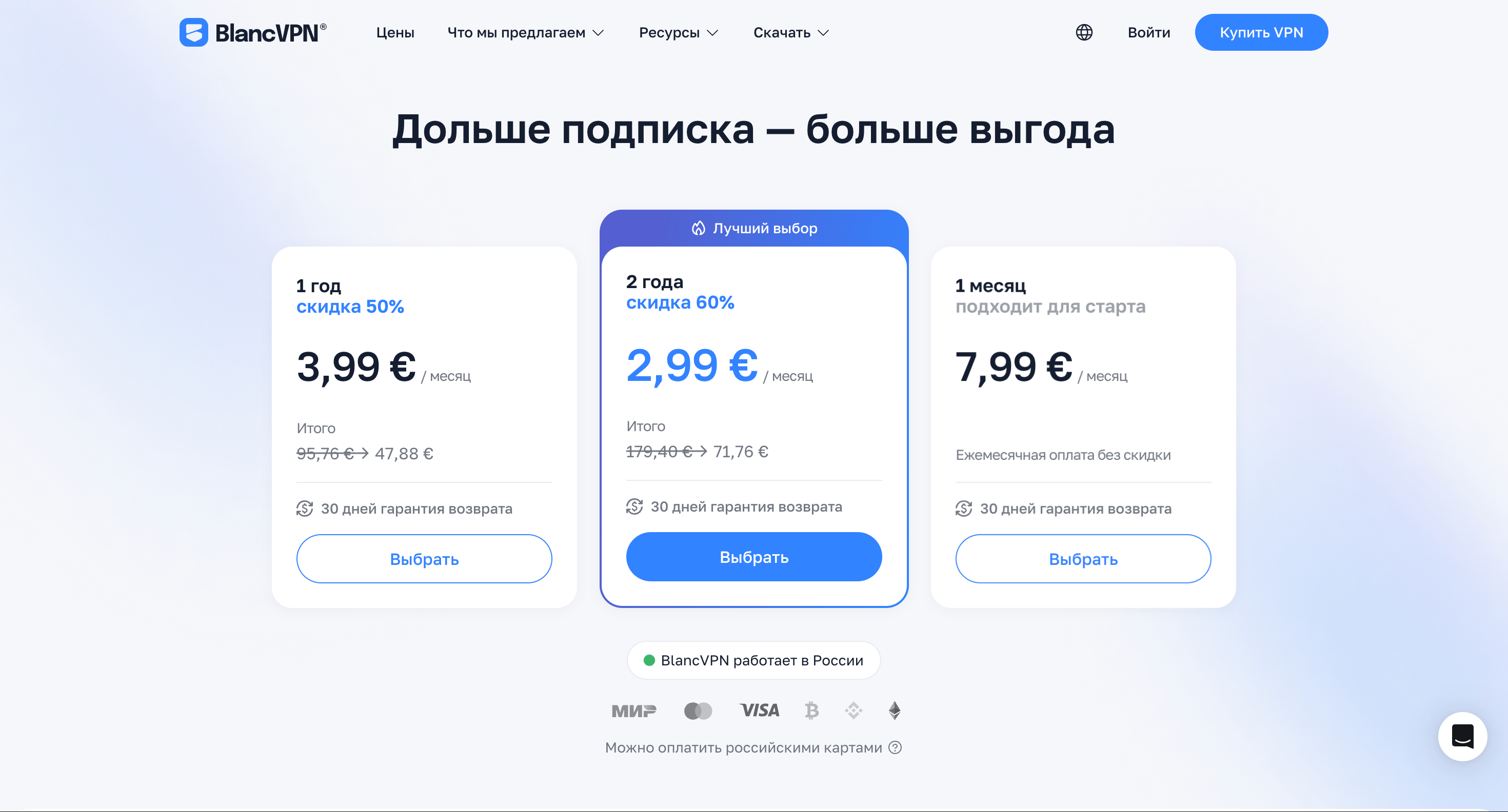 Тарифы BlancVPN