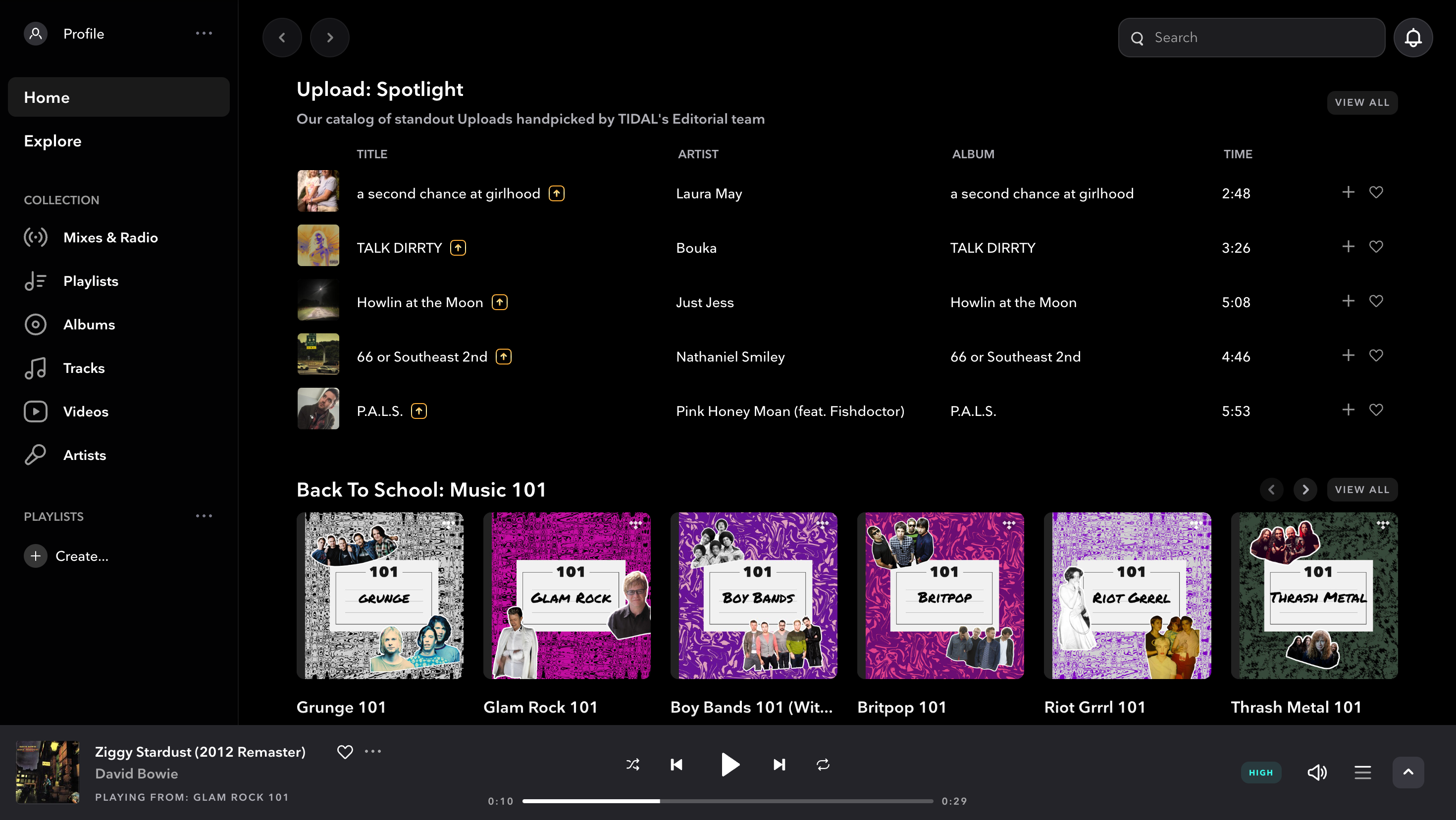 Главная страница Tidal